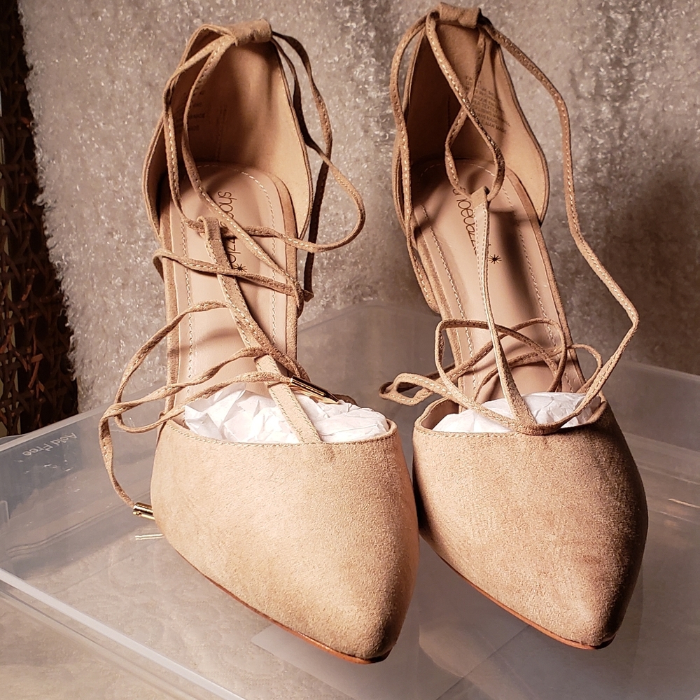 T-Strap Stillettos Faux Suede